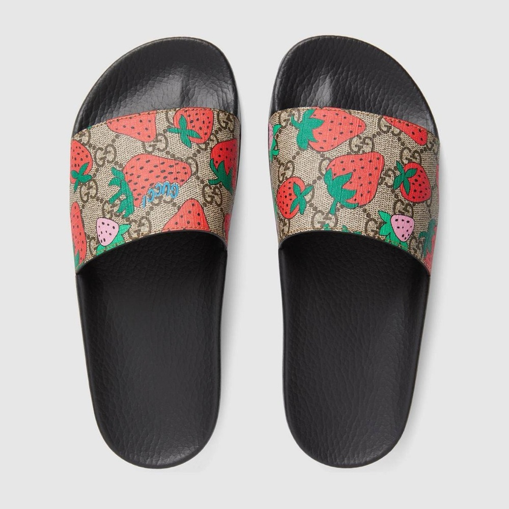 GG Gucci strawberry slide sandal